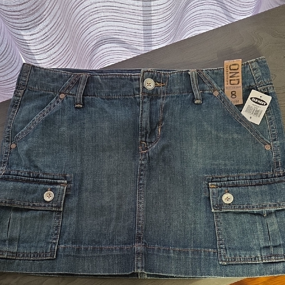 Old Navy Washed Blue Denim Cargo Mini Skirt Size 8